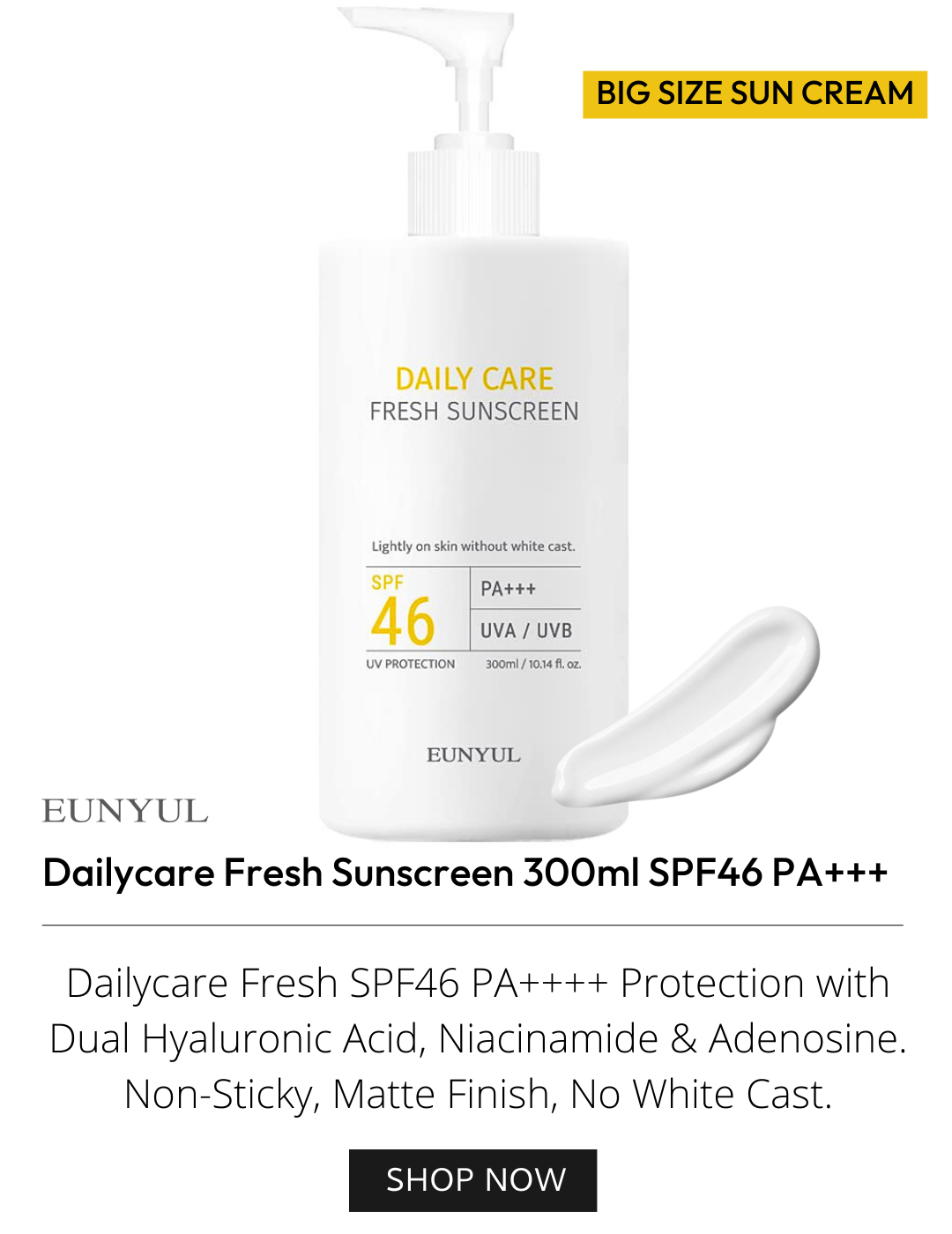 EUNYUL Dailycare Fresh Sunscreen 300ml SPF46 PA+++