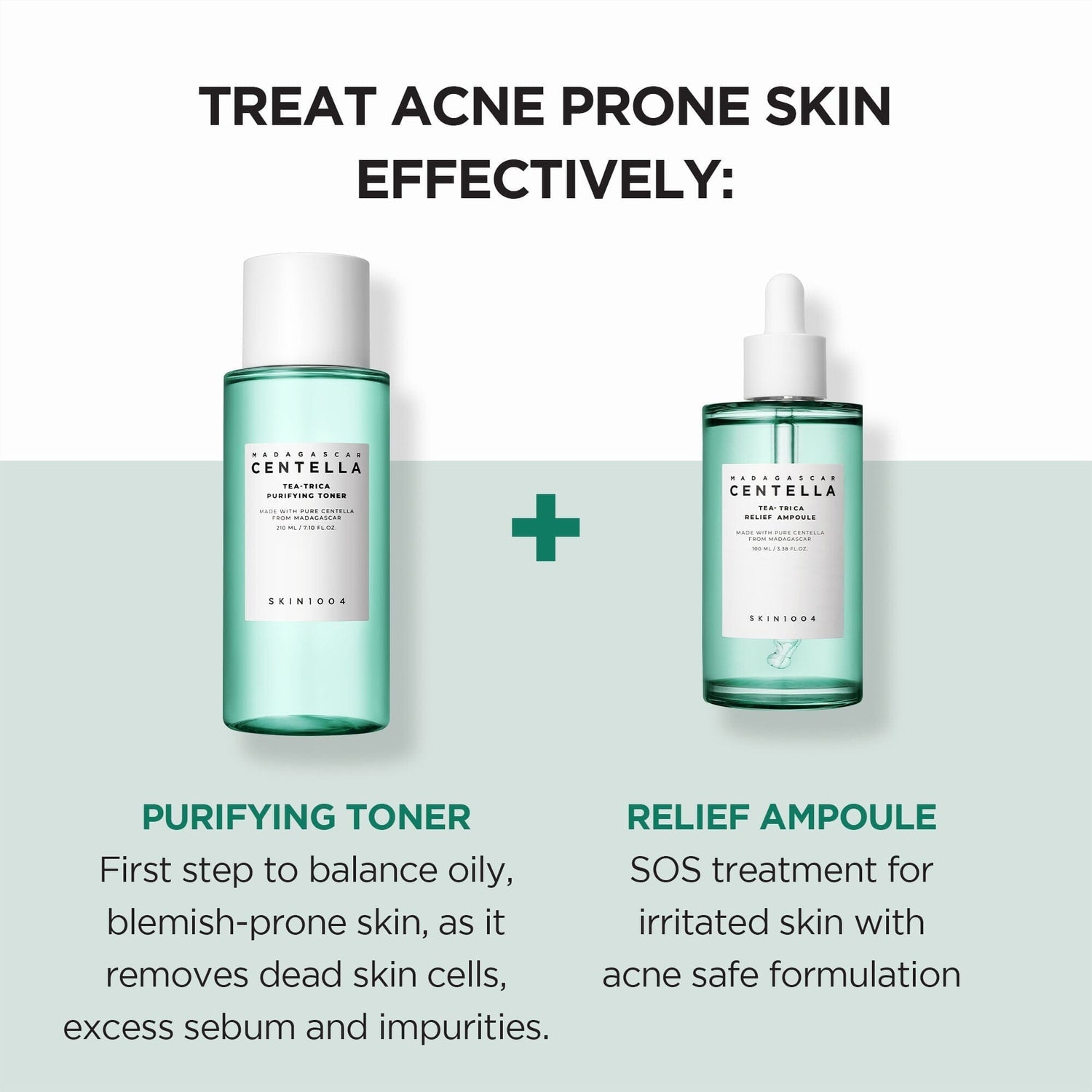 SKIN1004 Madagascar Centella Tea-Trica Purifying Toner + Relief Ampoule - ORION XO Exclusive