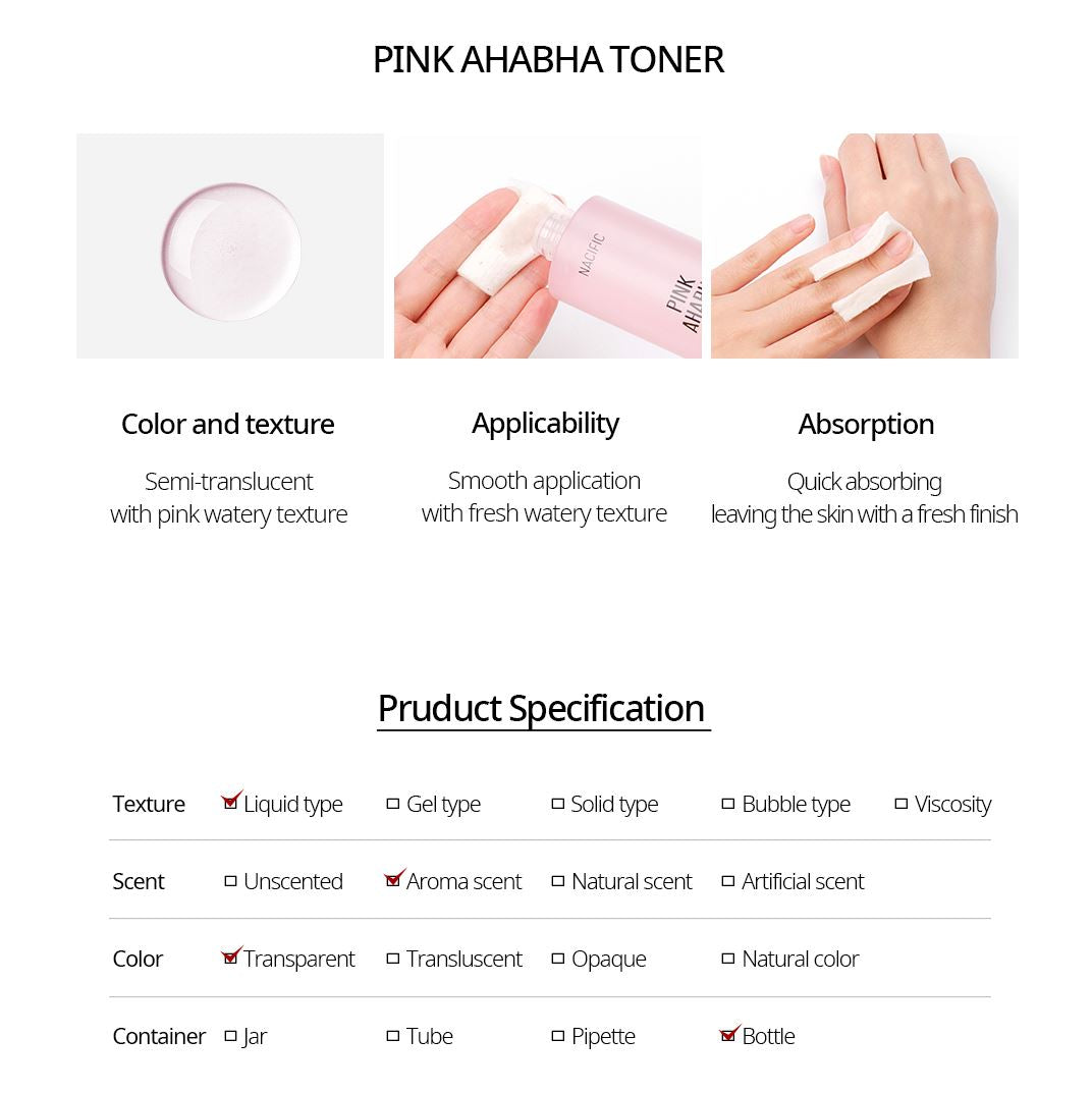 NACIFIC Pink AHA BHA Toner 150ml - ORION XO Exclusive