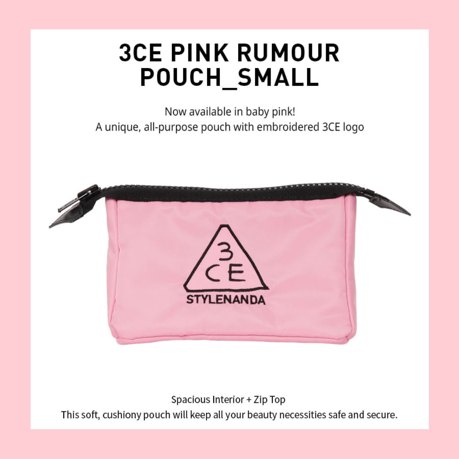 3CE Small Pouch Pink Rumour Small Size - ORION XO Exclusive