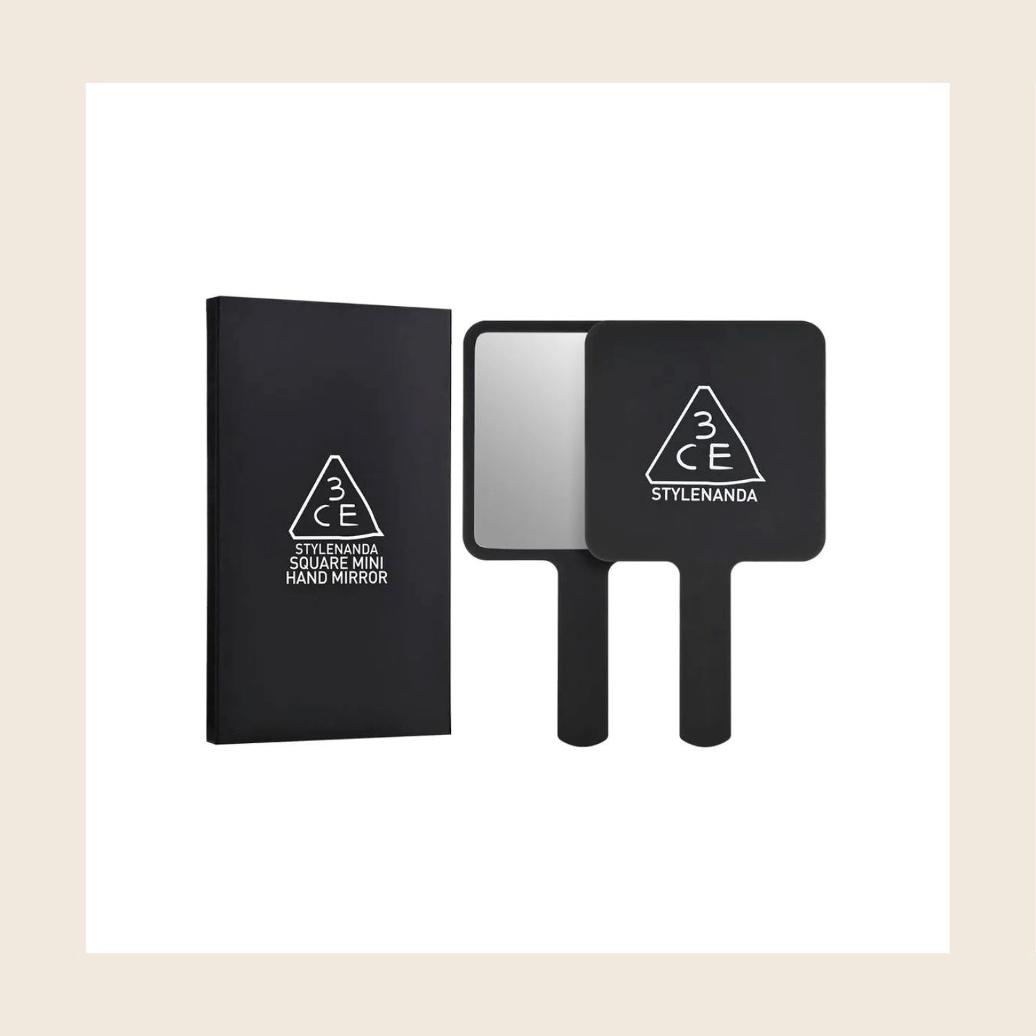3CE Square Mini Hand Mirror Black - ORION XO Exclusive