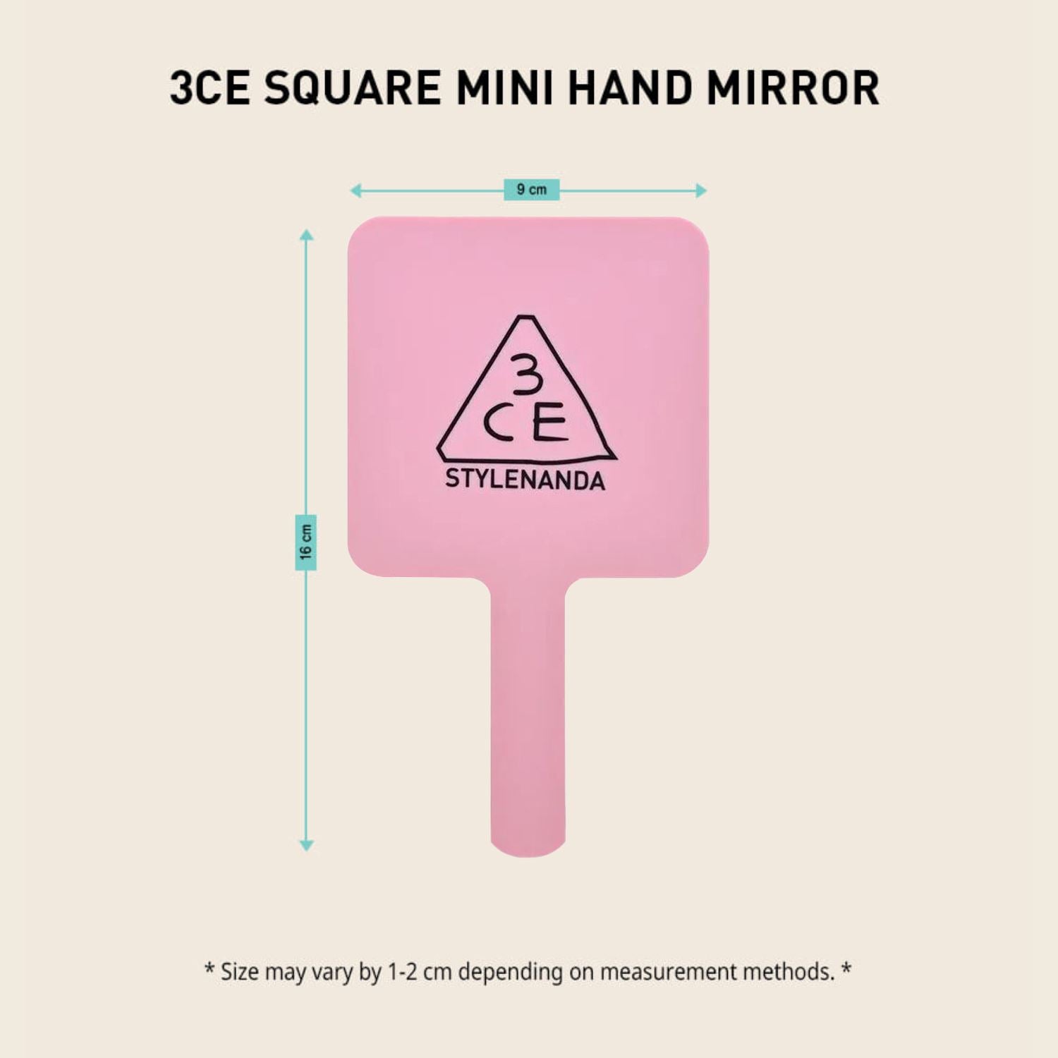 3CE Square Mini Hand Mirror Pink Rumour - ORION XO Exclusive