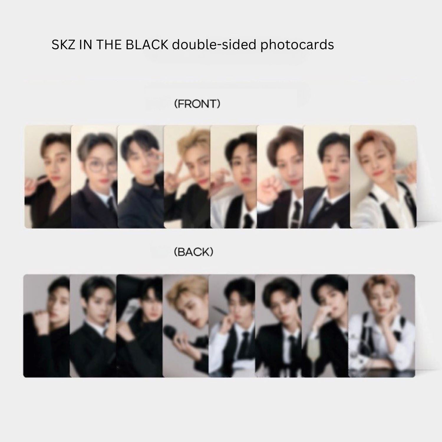 Exclusive SKZ IN THE BLACK double-sided photocards (full set!) - ORION XO Exclusive