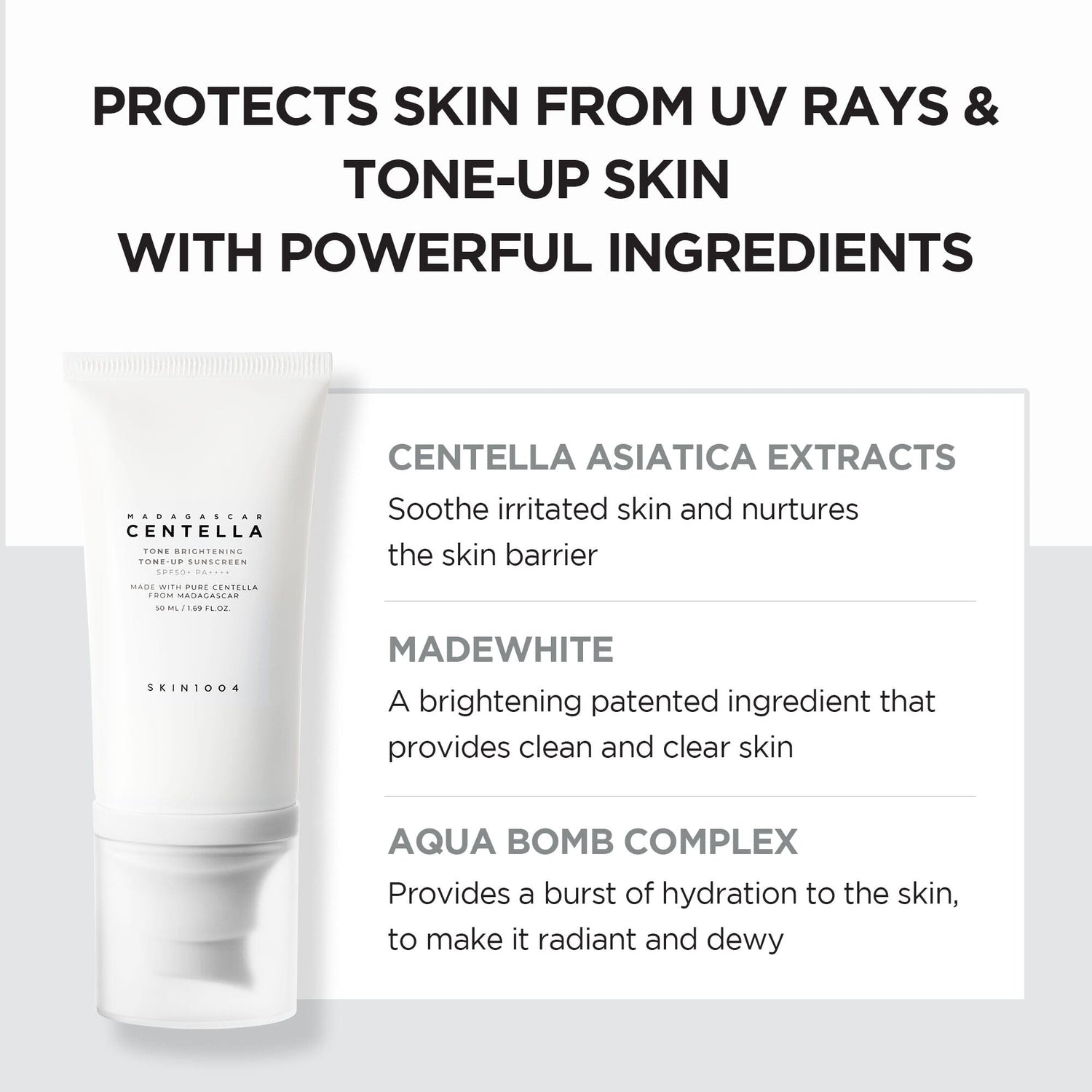 SKIN1004 Madagascar Centella Tone Brightening Tone-up Sunscreen SPF50+ PA++++ 50ml - ORION XO Exclusive