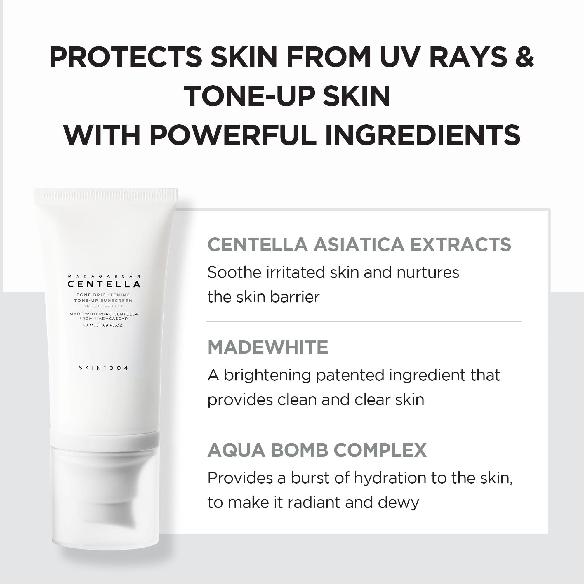 SKIN1004 Madagascar Centella Tone Brightening Tone-up Sunscreen SPF50+ PA++++ 50ml - ORION XO Exclusive