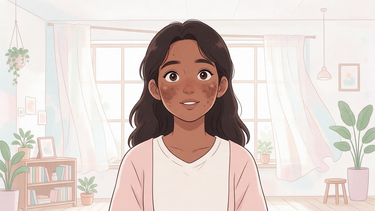 Cartoon character with dark spots and uneven pigmentation