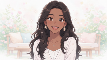 Cartoon character with clear balanced healthy skin
