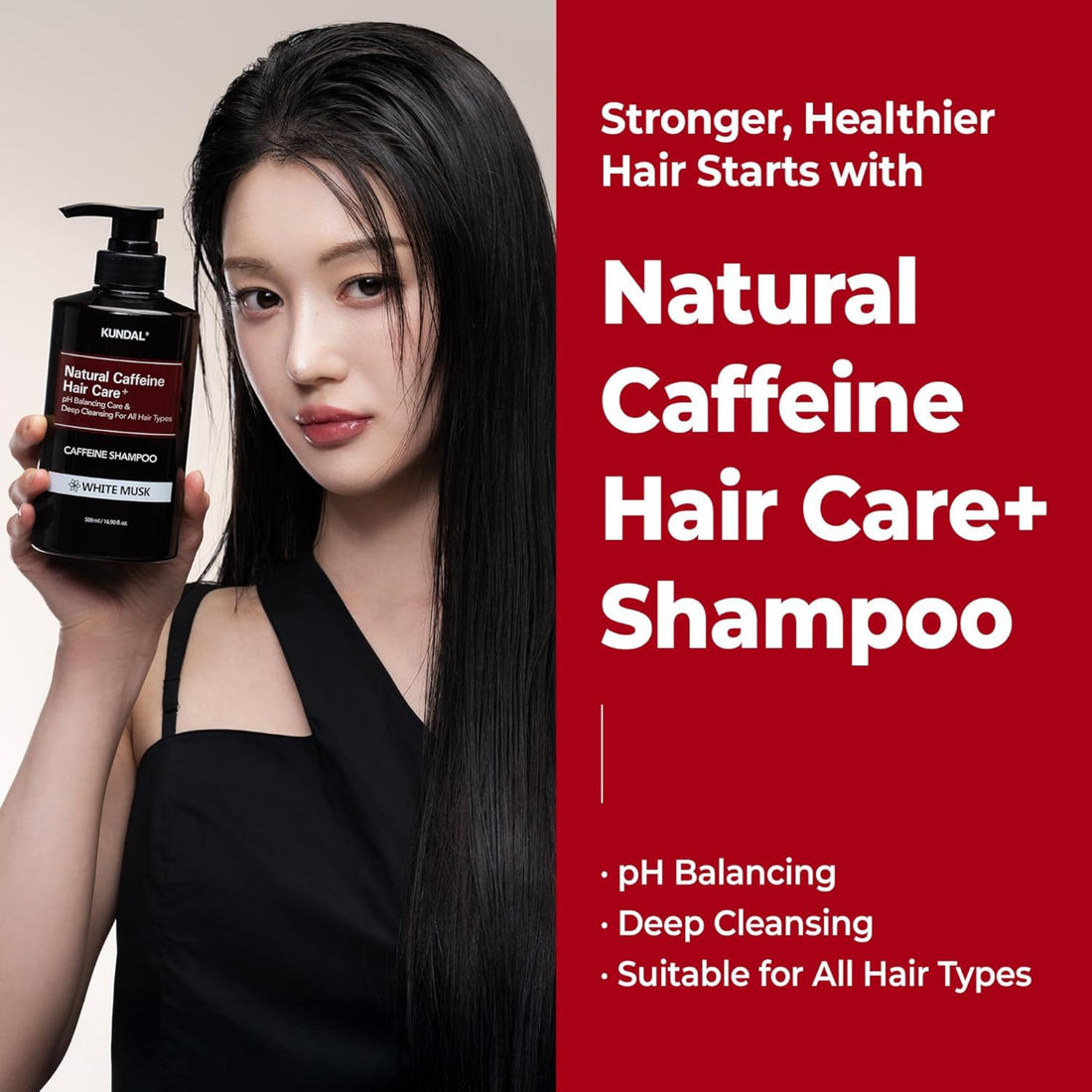 KUNDAL Natural Caffeine pH Balancing Care and Deep Cleansing Shampoo White Musk 500ml