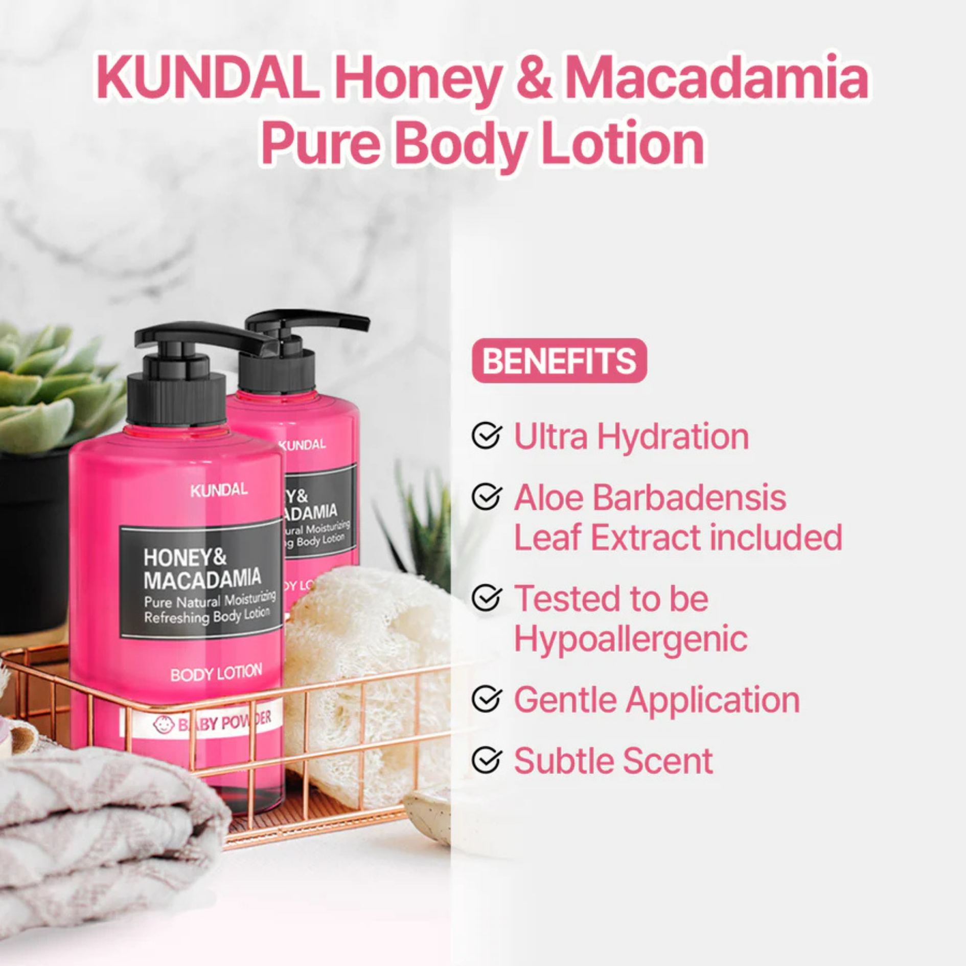 KUNDAL Honey &amp; Macadamia Pure Natural Moisturizing Refreshing Body Lotion Cherry Blossom 500ml