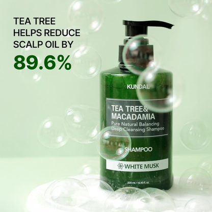 KUNDAL Tea Tree &amp; Macadamia Pure Natural Balancing Deep Cleansing Shampoo White Musk 500ml