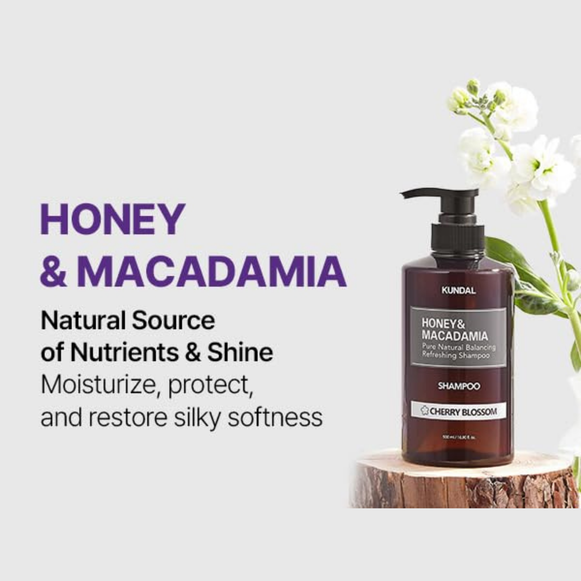 KUNDAL Honey &amp; Macadamia Pure Natural Balancing Refreshing Shampoo Baby Powder 500ml