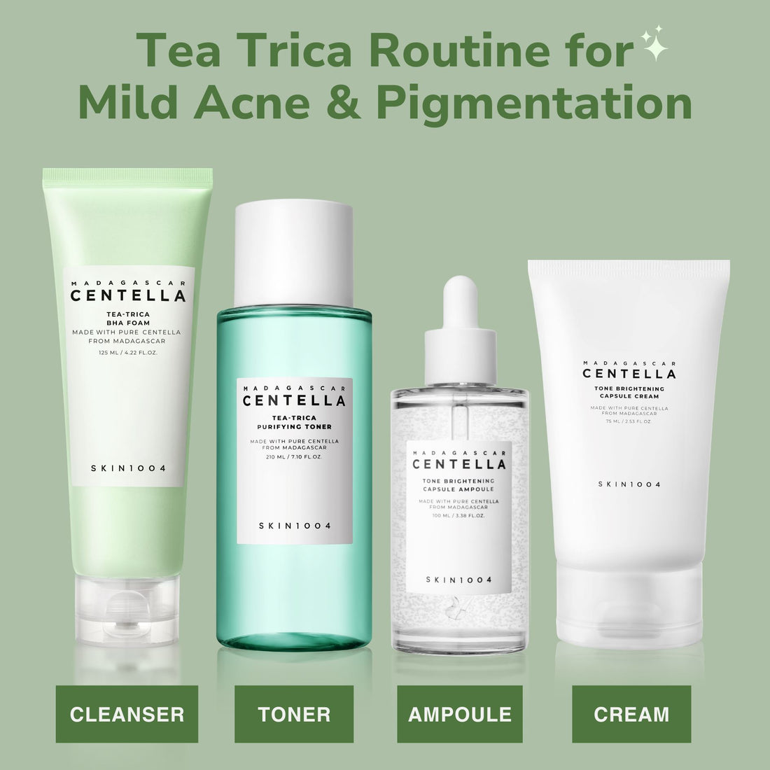 SKIN1004 Tea-Trica Routine for Mild Acne & Pigmentation - ORION XO Exclusive