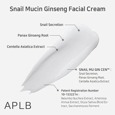 APLB Snail Mucin Ginseng Facial Cream 55ml APLB Skin Care