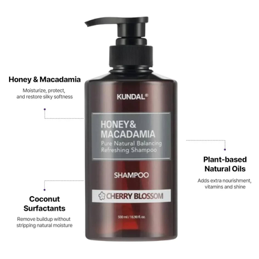 KUNDAL Honey & Macadamia Pure Natural Balancing Refreshing Shampoo Cherry Blossom 500ml KUNDAL Hair Care