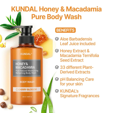 KUNDAL Honey & Macadamia Pure Natural Moisturizing Refreshing Body Wash Cherry Blossom 500ml KUNDAL Body Care