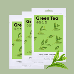 MISSHA Airy Fit Sheet Mask Green Tea (Pack of 3) Missha Skin Care