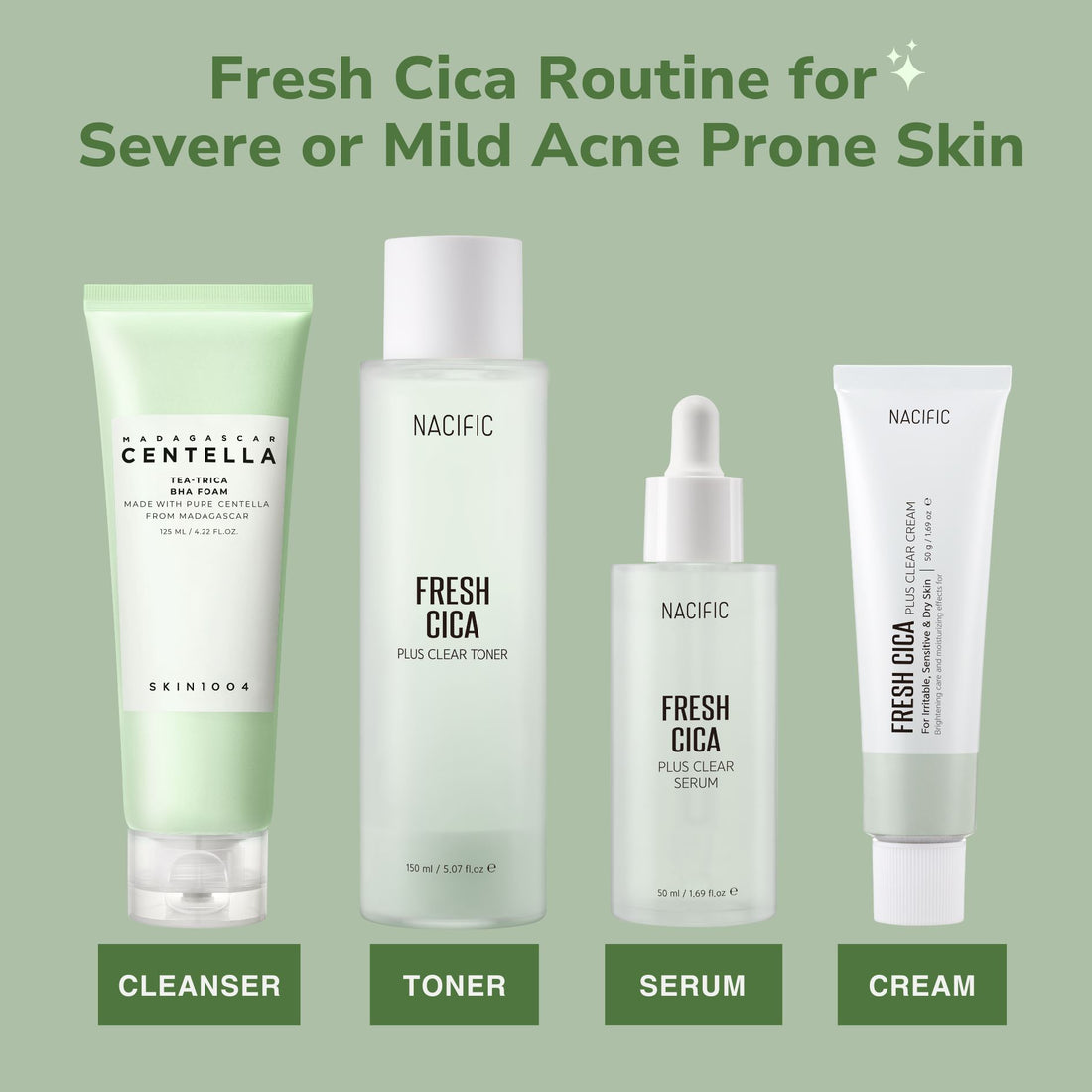 Nacific Fresh Cica Routine for Severe or Mild Acne Prone Skin Skin Care Nacific ORION XO Sri Lanka