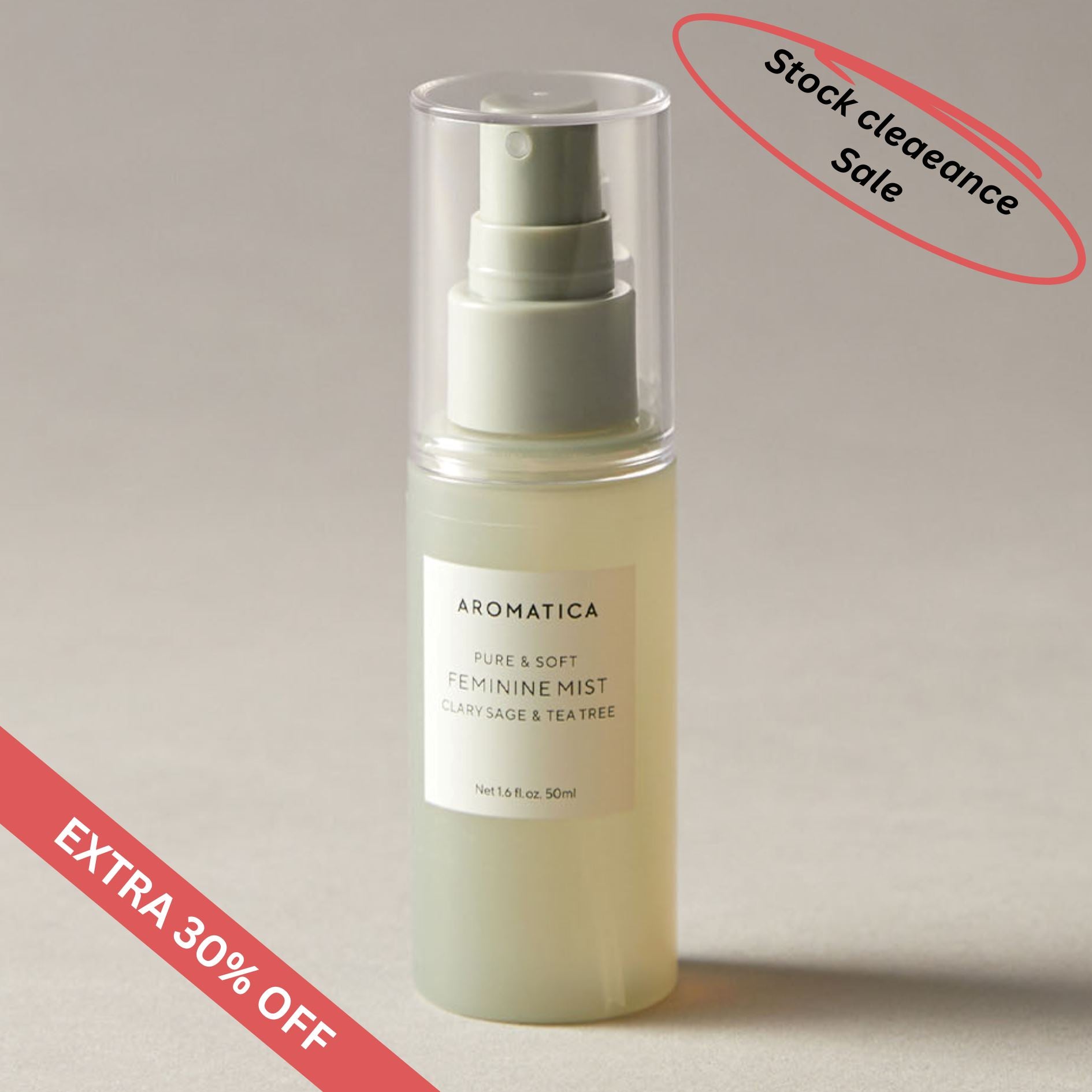 *** SALE *** AROMATICA Pure &amp; Soft Feminine Mist Clary Sage &amp; Tea Tree 50ml *** EXP ON 2025-10-03 *** - ORION XO Exclusive