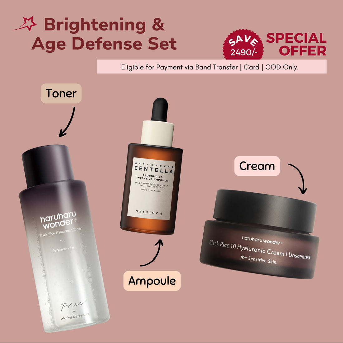 [Special Offer] 💥 Brightening &amp; Age Defense Set Skin Care HaruHaru Wonder ORION XO Sri Lanka