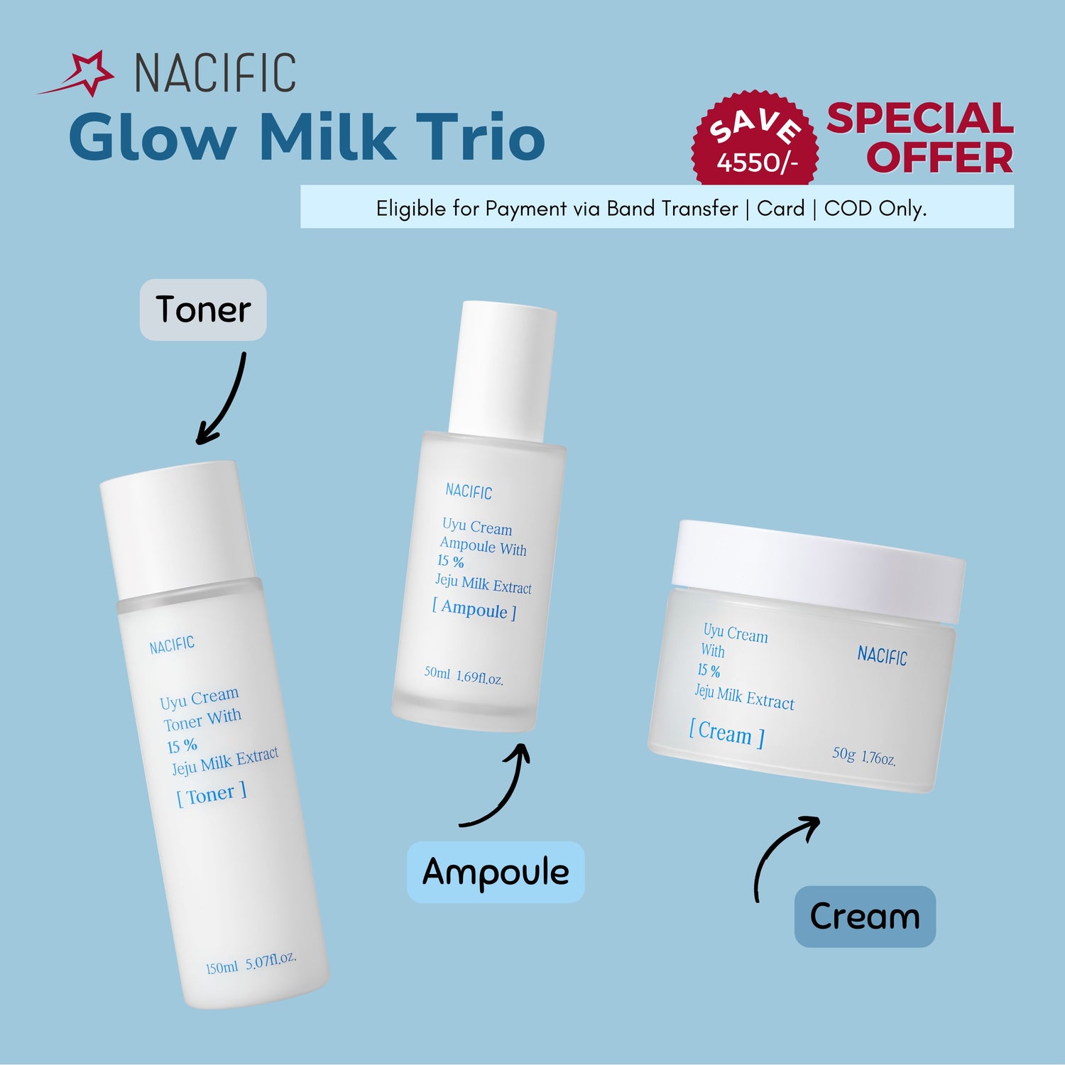 [Special Offer] 💥 NACIFIC Glow Milk Trio Skin Care Nacific ORION XO Sri Lanka