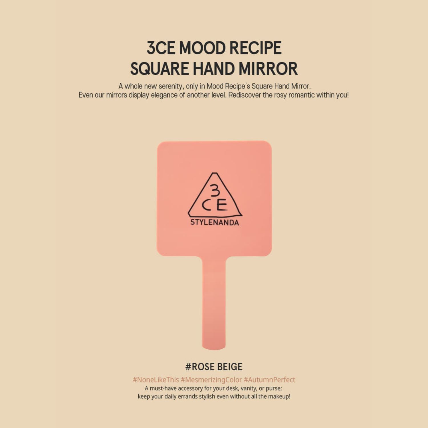 3CE Mood Recipe Square Hand Mirror Rose Beige Makeup 3CE ORION XO Sri Lanka