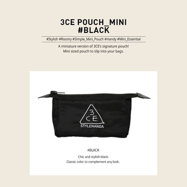 3CE Small Pouch Black Small Size 3CE Self-Care