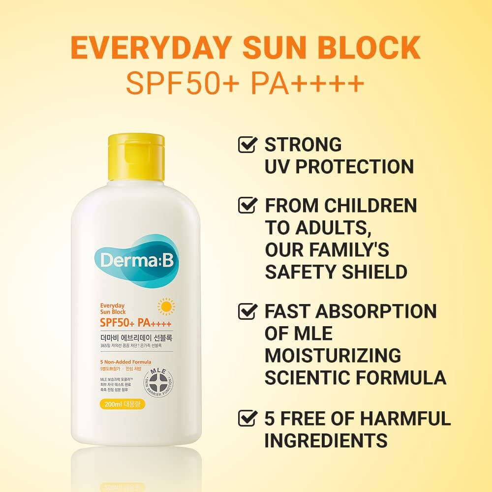 Derma: B Everyday Sun Block SPF50+ PA+++ 200ml Skin Care Derma: B ORION XO Sri Lanka
