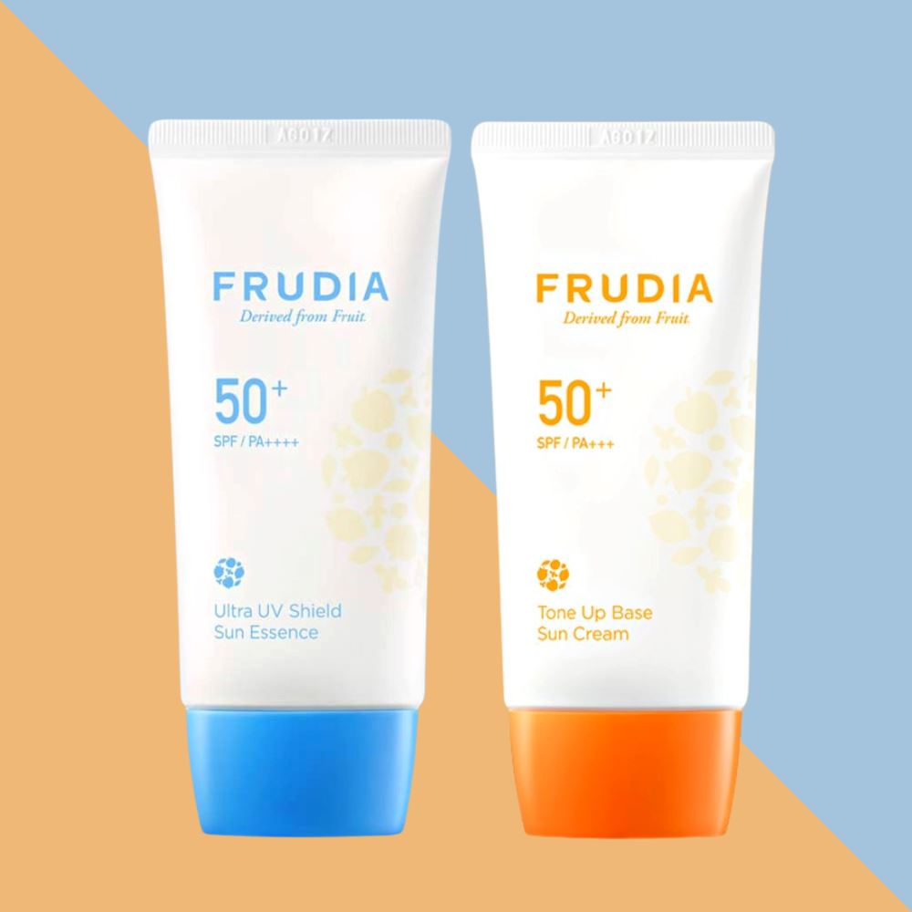 FRUDIA Ultra UV Shield Sun Essence SPF 50+ PA+++ 50g &amp; FRUDIA Tone Up Base Sun Cream - SPF 50+ PA+++ 50g Skin Care FRUDIA ORION XO Sri Lanka