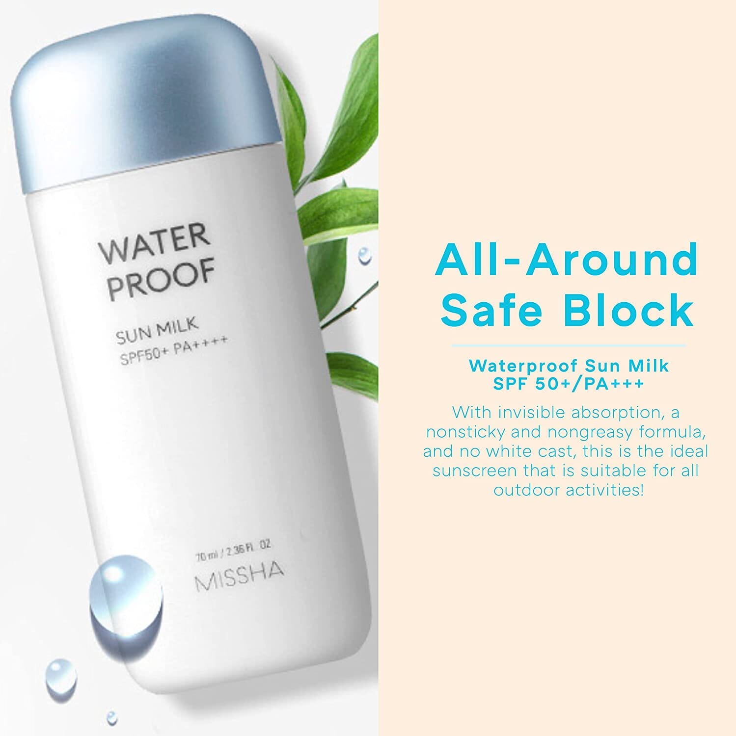 MIssha All-Around Safe Block Waterproof Sun Milk SPF50+ PA++++ 70ml Skin Care Missha ORION XO Sri Lanka