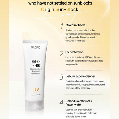 Nacific Fresh Herb Origin Sun Block SPF50+ PA++++ 50ml Skin Care Nacific ORION XO Sri Lanka