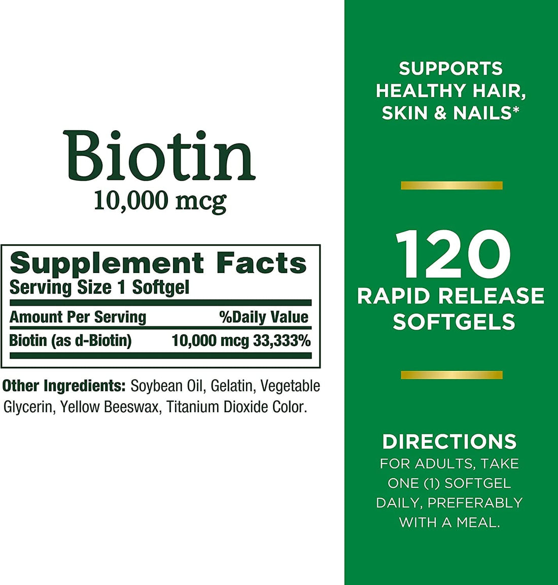 Nature’s Bounty Biotin, Supports Healthy Hair, Skin and Nails, 10,000 mcg, Rapid Release Softgels, 120 Ct Skin Care Nature’s Bounty ORION XO Sri Lanka