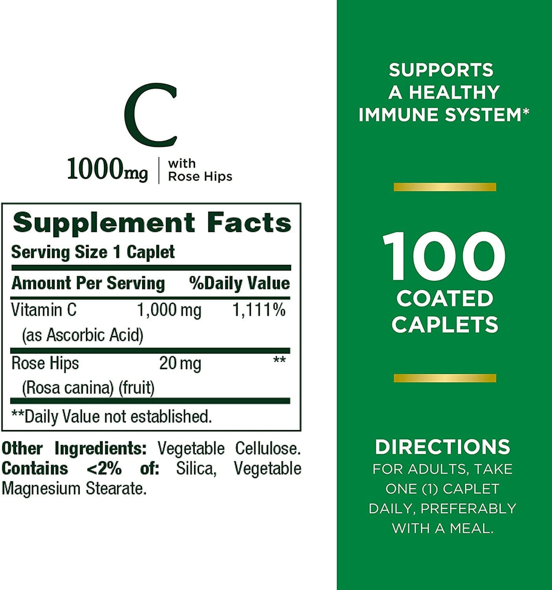 Nature’s Bounty Vitamin C + Rose Hips, Immune Support, 1000mg, Coated Caplets, 100 Ct Skin Care Nature’s Bounty ORION XO Sri Lanka