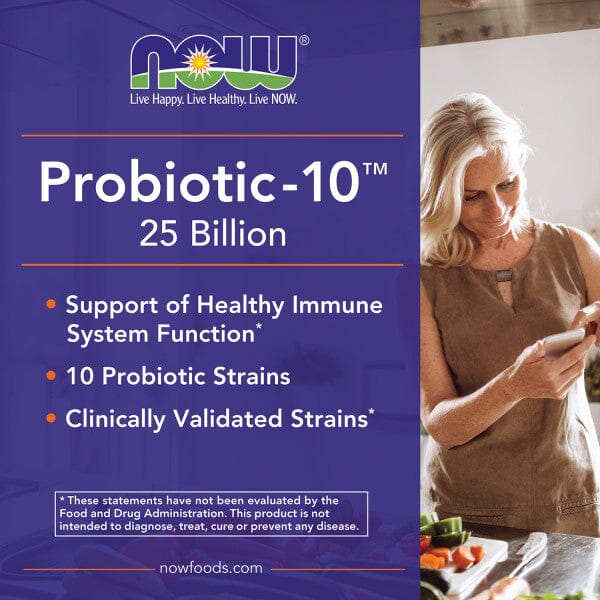 NOW Supplements, Probiotic-10™, 25 Billion, with 10 Probiotic Strains, Dairy, Soy and Gluten Free, Strain Verified, 30 Veg Capsules Vitamins &amp; Supplements NOW ORION XO Sri Lanka