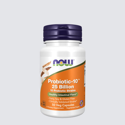 NOW Supplements, Probiotic-10™, 25 Billion, with 10 Probiotic Strains, Dairy, Soy and Gluten Free, Strain Verified, 50 Veg Capsules Vitamins &amp; Supplements NOW ORION XO Sri Lanka