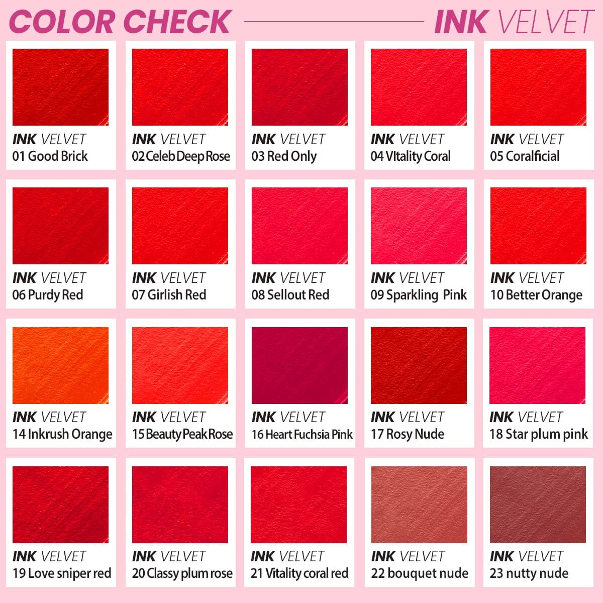 Peripera Ink Velvet AD Lip Tint #021 Vitality Coral Red 4g ORION XO