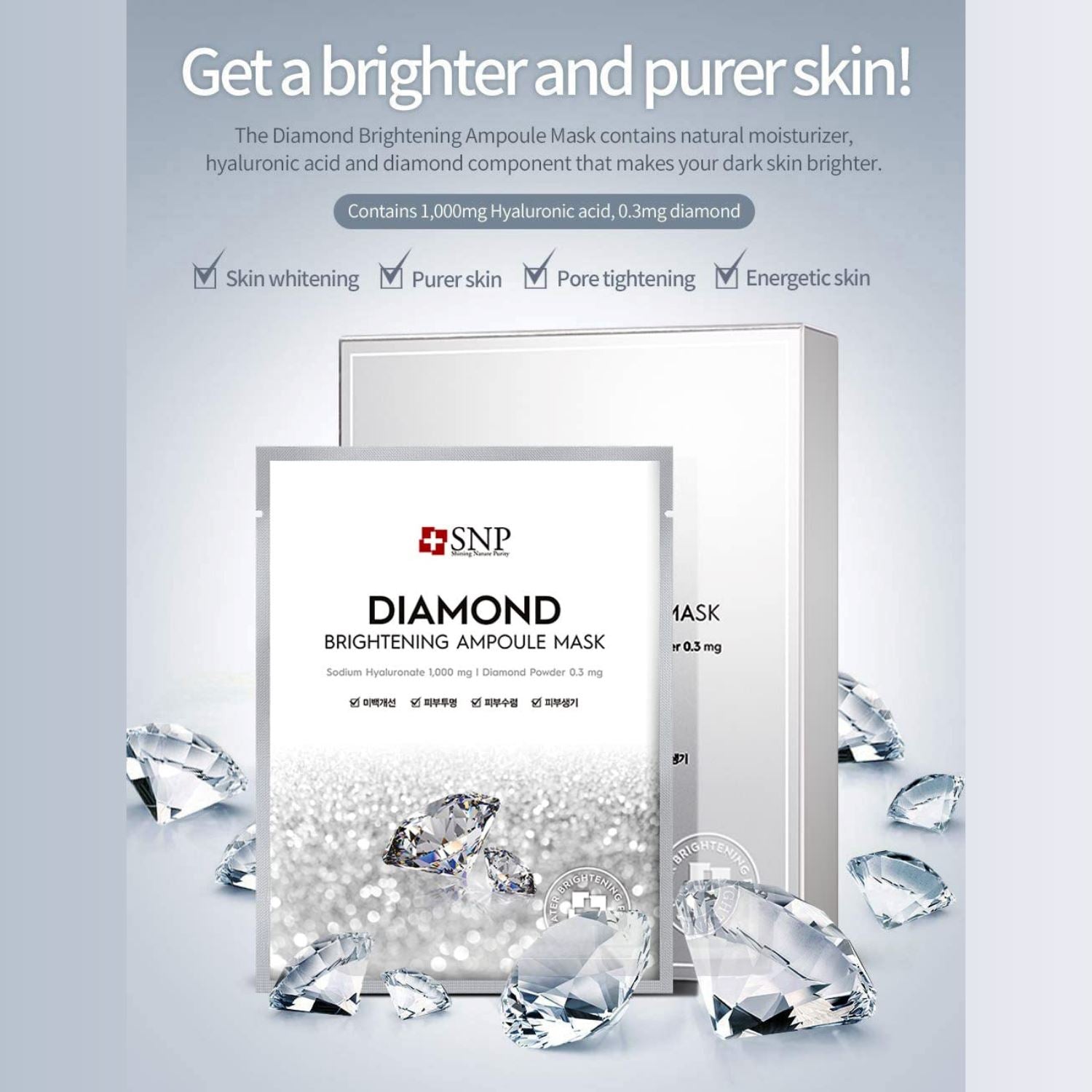 SNP Diamond Brightening Ampoule Sheet Mask 25ml ( 3x ) Pack Skin Care SNP ORION XO Sri Lanka