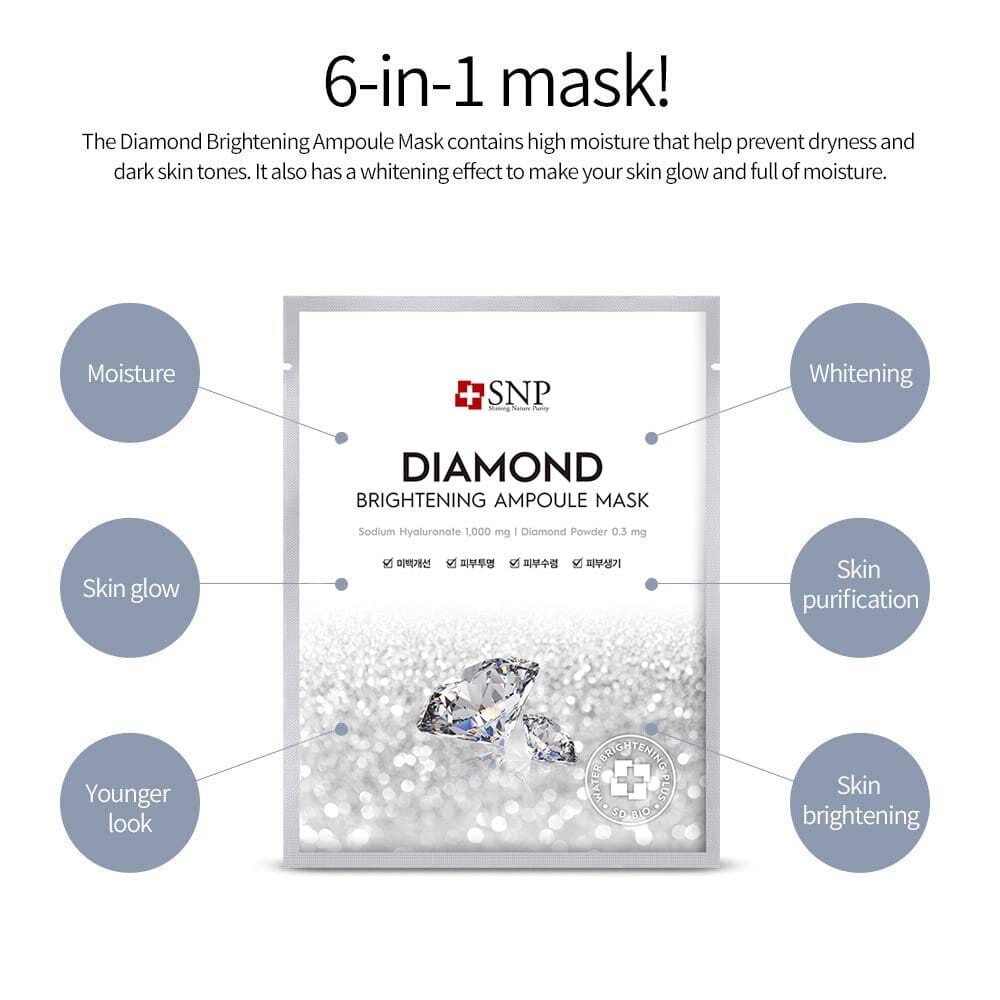SNP Diamond Brightening Ampoule Sheet Mask 25ml ( 3x ) Pack Skin Care SNP ORION XO Sri Lanka
