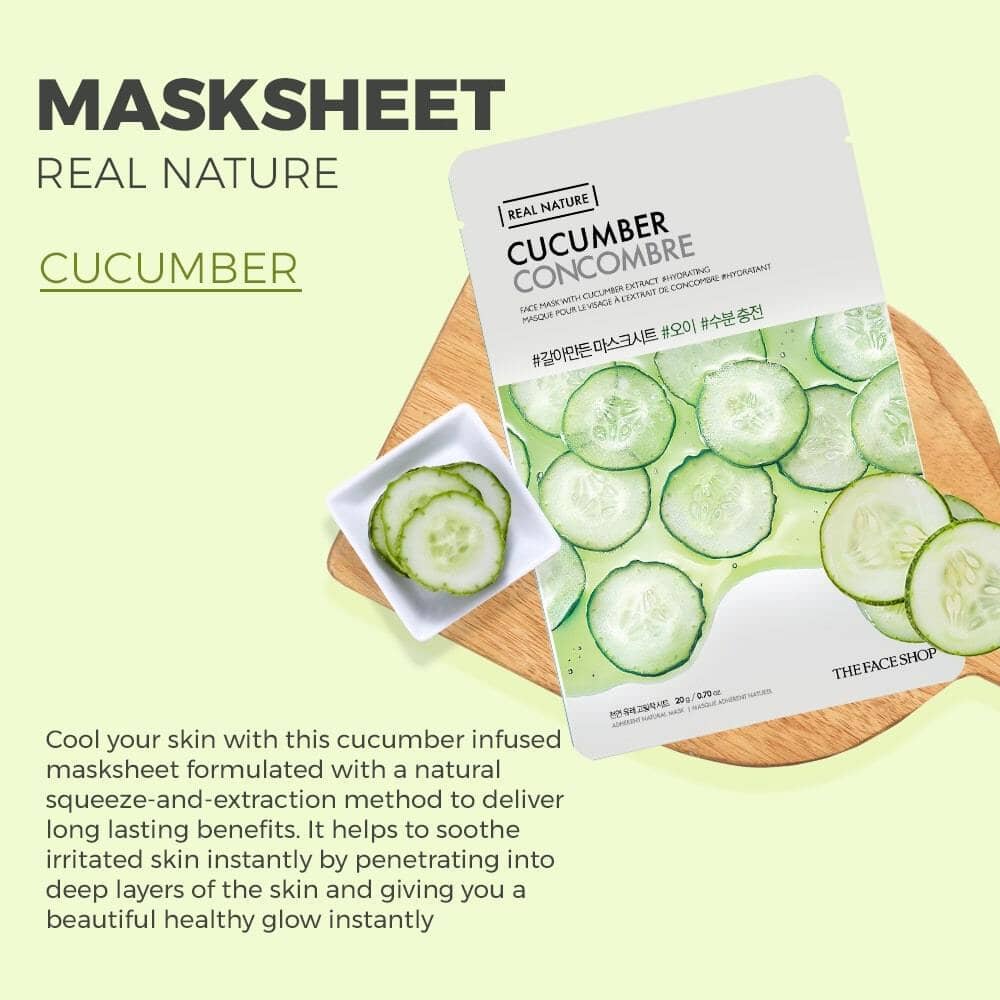 THE FACE SHOP Real Nature Cucumber Face Mask 20g Skin Care The Face Shop ORION XO Sri Lanka